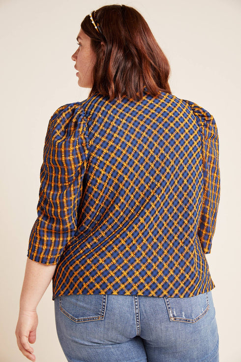 Textured Plaid Blouse